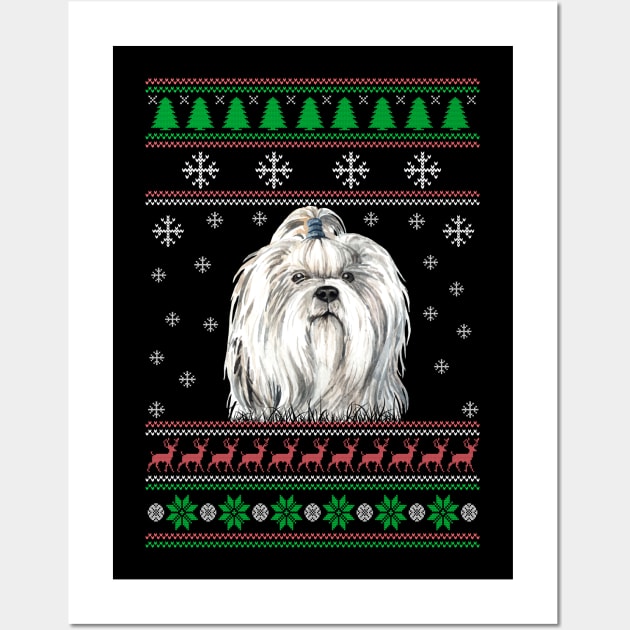Cute Shih Tzu Dog Lover Ugly Christmas Sweater For Women And Men Funny Gifts Wall Art by uglygiftideas